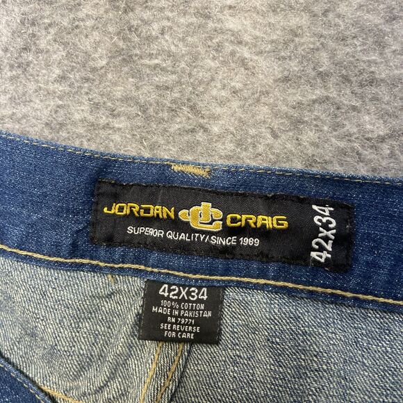 Vintage Jordan Craig Relaxed Straight Distressed Jeans Men's Size 42x34 Blue A - Picture 9 of 9
